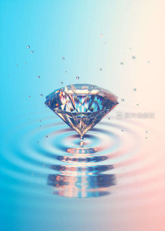 水上钻石- 3d渲染